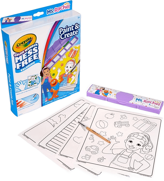 Crayola Color Wonder Paint & Create Set - Ms. Rachel Mess-Free Painting Kit with 25 Pages