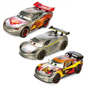 Disney Cars Silver Light-Up Die Cast 3 Cars Set Lewis Hamilton, Lightning McQueen, Miguel Camino Pixar Toy for Boys