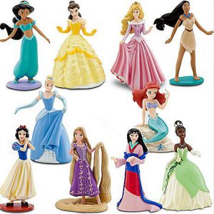 Disney Princess Exclusive 10 Piece Deluxe Figurine Set Aurora, Ariel, Jasmine, Snow White, Tiana, Cinderella, Mulan, Pocahontas, Belle Rapunzel