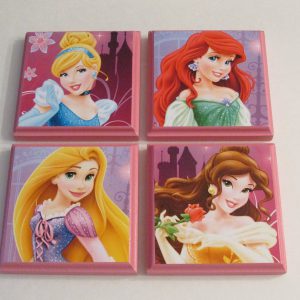 Disney Princesses Room Wall Plaques - Set of 4 Princess Girls Room Decor - Cinderella Rapunzel Belle Ariel the Little Mermaid