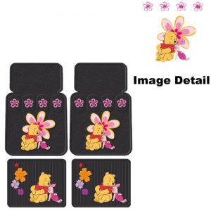 Disney Winnie the Pooh Paradise Flowers Car Truck SUV Front & Rear Seat Rubber Floor Mats - 4PC