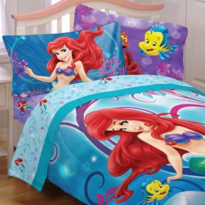 Little Mermaid Full Bedding Flower Swirls Comforter Sheets