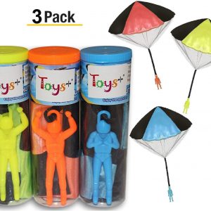 Toys+ Skydiver Parachute Men 3 Piece Set- Tangle Free (Colors and Styles May Vary)