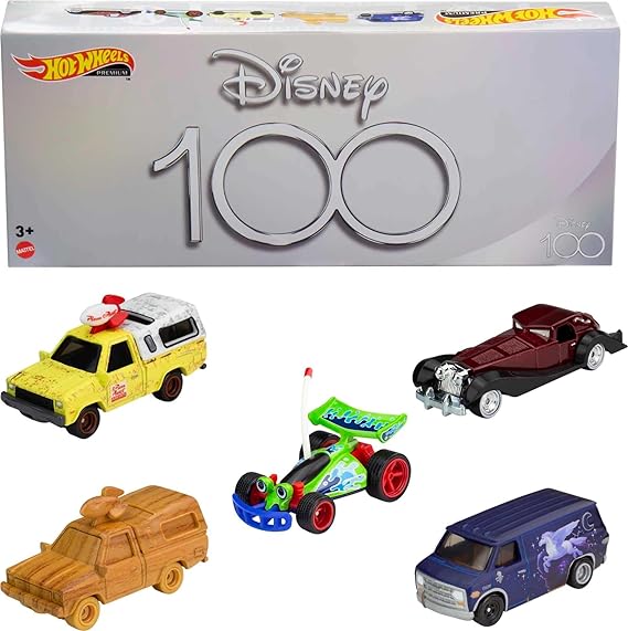 Hot Wheels Premium Disney 100 Bundle, 5 1:64 Scale Disney-Themed
