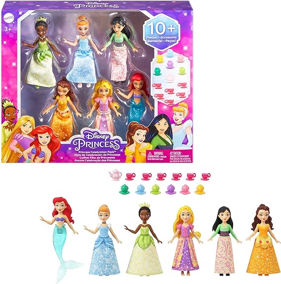 Mattel Disney Princess Small Doll Party Set with Posable