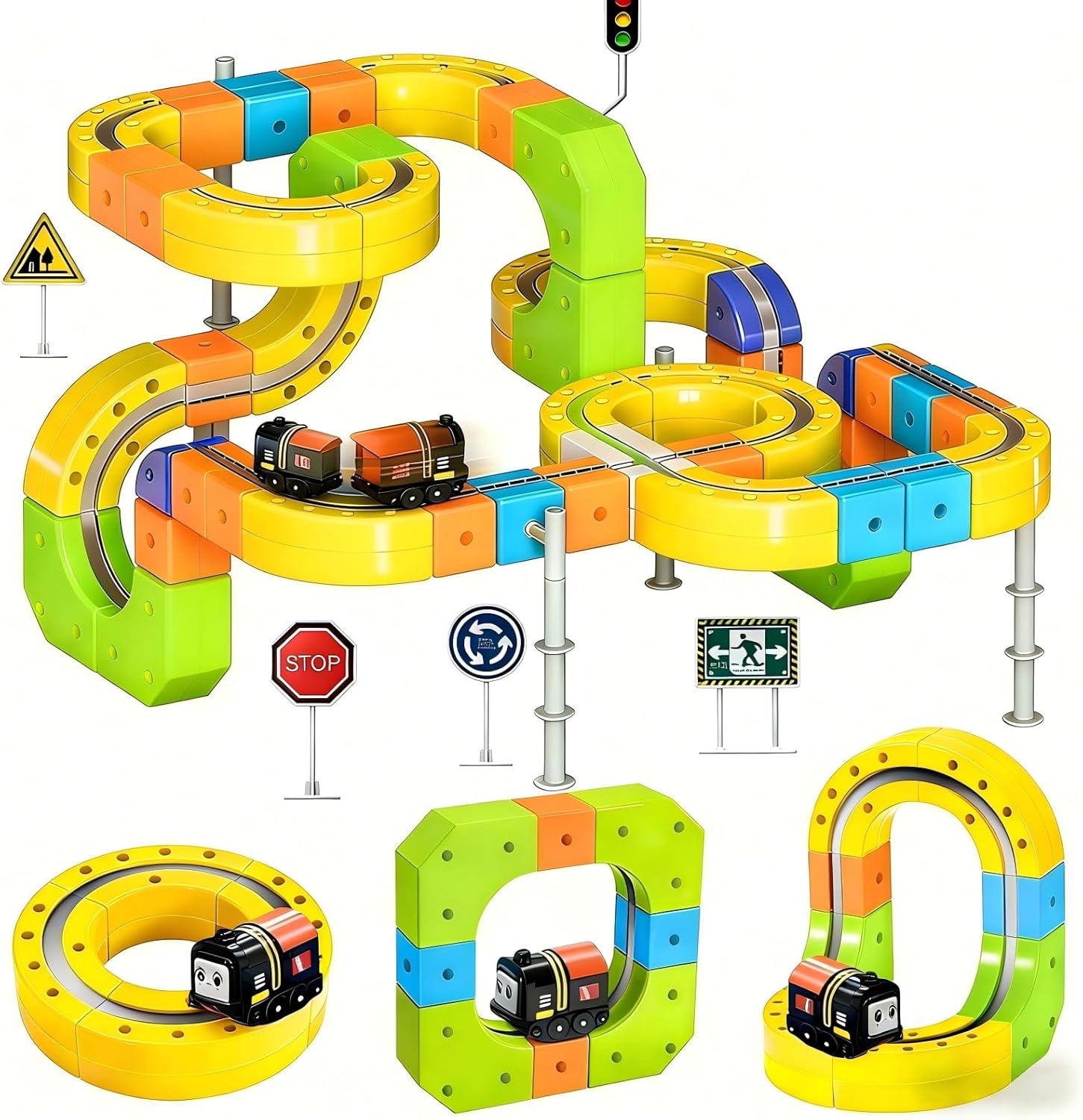 3D Gravity-Defying Electric Magnetic Train Set - 105PCS Modular ...